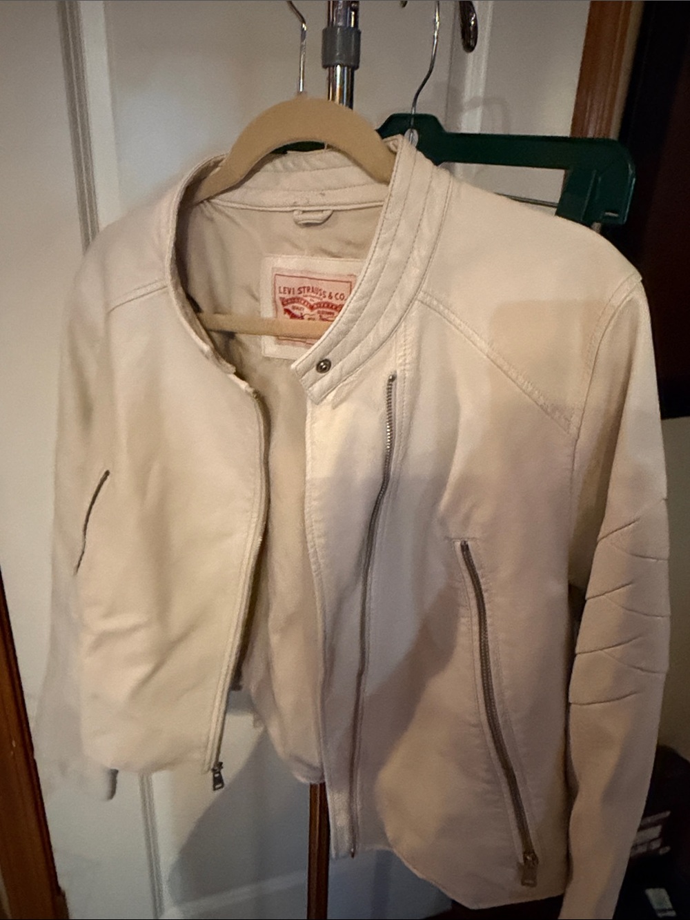 Levi's Women's Off-White Leather Moto Jacket